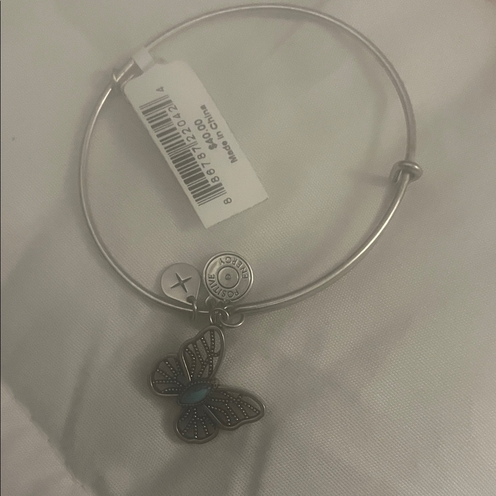 Silver Alex and Ani Butterfly Charm Bracelet